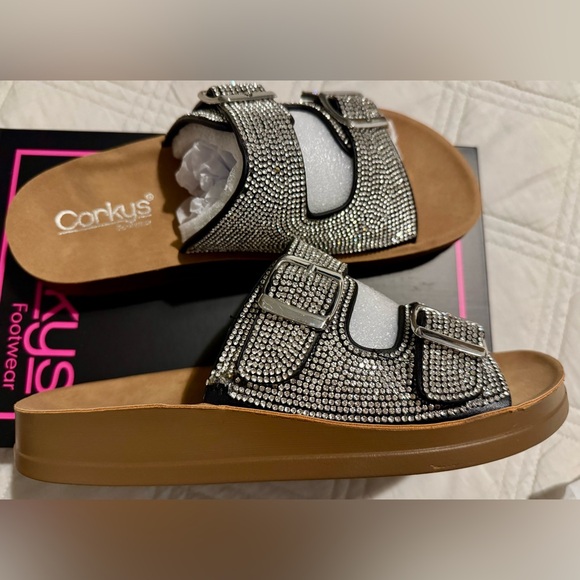Corkys Rhinestone Buckle Sandals - Black Rhinestones - Picture 4 of 5